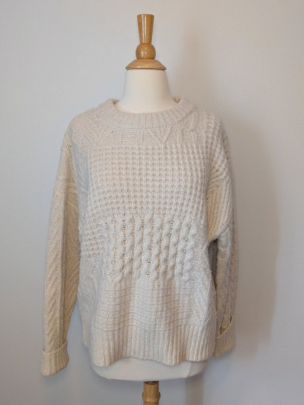 Moon River Cable Knit Crew Neck Sweater